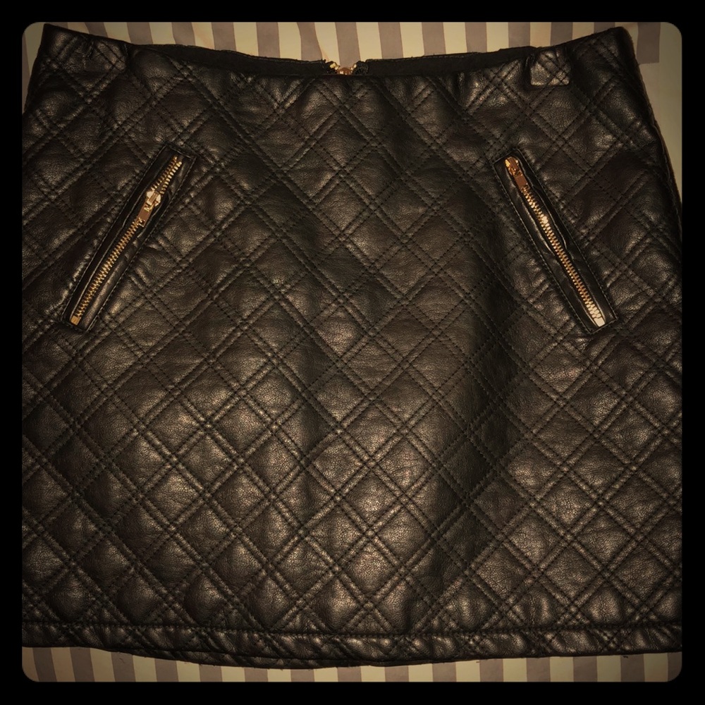 Faux Leather Quilted Mini Skirt